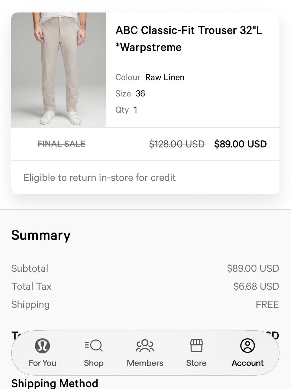 lululemon athletica Men's Chinos in Raw Linen Beige
